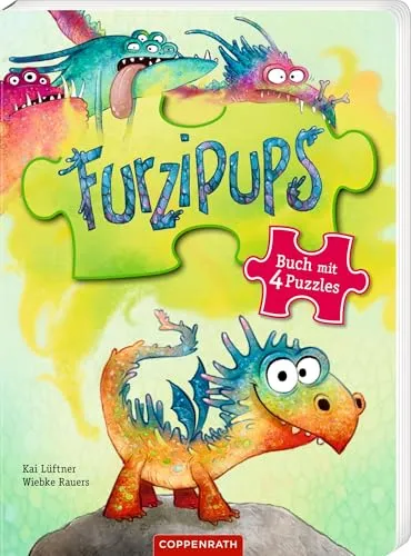 Furzipups: Buch mit 4 Puzzles: Gereimtes Puzzlebuch ab 24 Monaten mit 4 Puzzeln (4-, 6-,9- und 12-teilig) und Knatterdrachen-Pups-Geräuschen