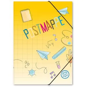 itenga Postmappe 33105872, Schule Doodles, A4, aus Karton, mit 3 Einschlagklappen und Gummizug