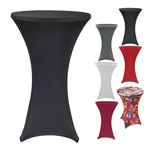 heimtexland ® Stehtischhusse Deko Stretch Husse Stehtisch Taufe Bistrotisch Bezug Dekoration Event Firmenfeier Typ843 Schwarz 70 cm