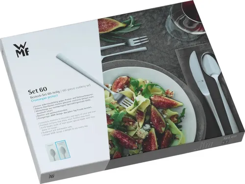WMF Alteo Besteck Set 12 Personen - 60-teiliges Essbesteck aus Cromargan Edelstahl, mattiert und spülmaschinenfest für stilvolle Dinnerabende
