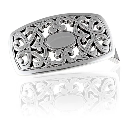 FREDERIC HERMANO Gürtelschnalle Buckle 40mm - Elegante Silberne Dornschliesse - Gürtelschnalle für Herren in Silber mit schwarzer Patina, feminines Design und hautfreundliches Material. Ideal für Gürtel mit 4cm Breite und vielseitig kombinierbar.