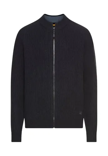 camel active Herren Strickjacke aus Reiner Lammwolle Navyblau - Herrenbekleidung: Hochwertige Strickjacke aus 100 % Lammwolle mit Raglanärmel für optimale Bewegungsfreiheit und stilvolles Design.