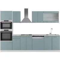 Vicco Küchenzeile R-Line Solid 300 cm in Weiß Blau Grau - Küchenzeilen: Moderne Komplettküche mit flexiblem Design, ideal für jeden Haushalt und bietet Freude an der Benutzung.