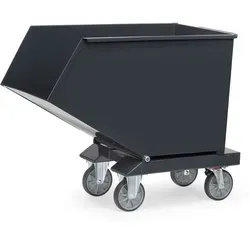 Fetra Kippbehälter Muldenkipper 4704A - Robuster Muldenkipper für Stapler mit 0,8 m³ Volumen, ideal zum Sammeln von Spänen. Aus pulverbeschichtetem Stahl, mit TOTALSTOP Zentralbremse und 800 kg Tragkraft. Made in Germany.