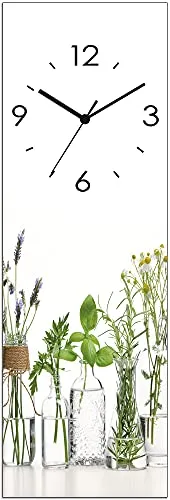 ARTLAND Lautlose Wanduhr aus Glas 20x60 cm in grün von ARTland