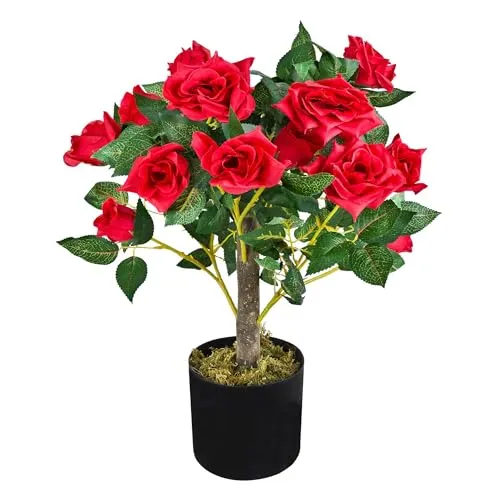 Kunstblume Rose - Künstliche Pflanze von Decovego - Hochwertige Kunstrose in verschiedenen Größen, pflegeleicht und ideal für die Dekoration von Büro und Wohnräumen.