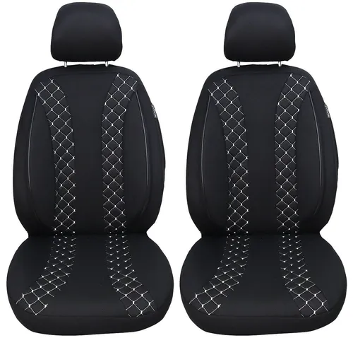 BREMER SITZBEZÜGE Autositzbezug für Volvo XC40 Bj ab 2017 (N308), Set, 2-tlg., Schonbezüge Sitzbezüge Fahrer und Beifahrer, in Schwarz/Weiße Naht