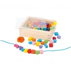 small foot Fädelperlen kreativ aus Holz - Holzperlen zum Auffädeln, inkl. Bänder, FSC-zertifiziert und ideal für kreativen Bastelspaß ab 3 Jahren