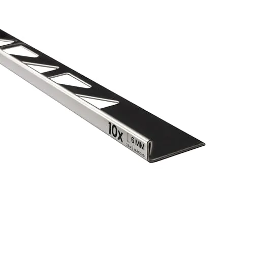 10x L-Profil Edelstahlschiene Fliesenprofil 250cm - Hochwertige Fliesenschiene aus V2A Edelstahl, glänzend und pflegeleicht. Ideal zum Kantenschutz und als Übergang zwischen Belägen in Wohn- und Arbeitsbereichen. Langlebig und optisch ansprechend für perfekte Abschlüsse.
