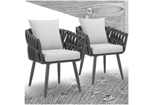 tectake® 2er Set Gartenstühle Lugano im Rope-Design von tectake