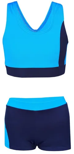 Aquarti Mädchen Sport Bikini - Dunkelblau & Türkis, Größe 146 - Kinder-Bademode mit Racerback Bustier und Badehose, ideal für Schwimmtraining und Freizeitsport, langlebig und bequem aus 80% Polyamid und 20% Elasthan.