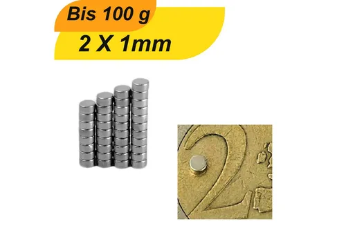 MaajeeKuto Magnet Neodym Magnet 2x1 mm Supermagnet hoher Haftkraft Mini Scheibenmagnet (20-St)