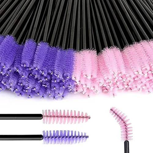 Stück Wimpernbürsten Einweg Wimpern Mascara Pinsel, Wimpernbürstchen Biegbare Mascara Brushes Kosmetischer Wimpernapplikator, Wimpernbürste Wimpernbürste für Wimpernverlägerung(Pink + Lila) 200