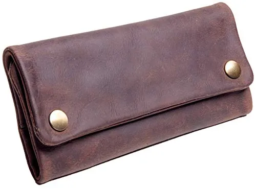 ANDERS Tabaktasche aus Leder mit Druckknöpfen (Braun)