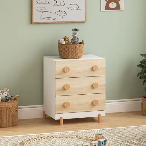 Kinderkommode 'Vaarentaa' 55 x 41 x 66 cm mit 3 Schubladen