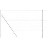 vidaXL Zaun mit Pfosten Silber 1.4 x 10 m aus Stahl - Gartenzäune aus hochwertigem, pulverbeschichtetem Stahl, wetterbeständig und einfach zu montieren – ideal für sichere Abgrenzungen in Gärten und auf Terrassen.