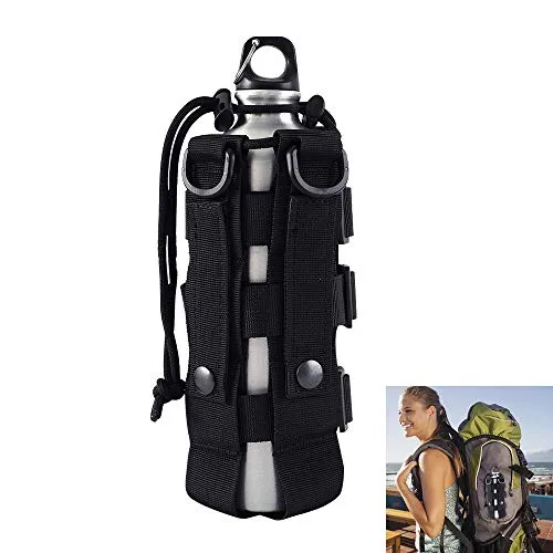 DURANTEY Taktisch Flaschenhalter Wasserflaschentasche Einstellbare Breite von 7-15 cm Trinkflasche Beutel Rucksack Feldflaschentasche Kordelzug Wasserflaschenhalter für Camping Wandern Outdoor Sport