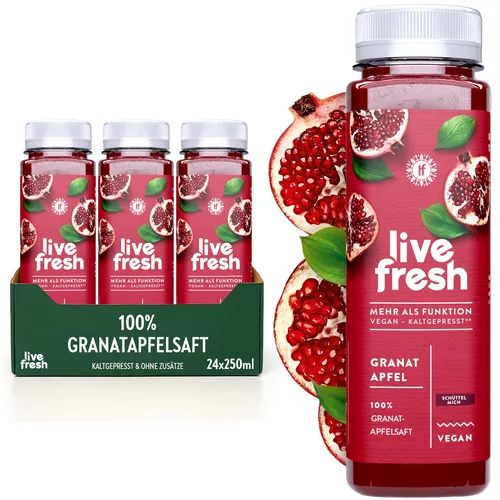 LiveFresh 100% Granatapfelsaft Kaltgepresst* - 6€ Pfand von LiveFresh