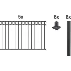 Alberts Zaunkomplettset Circle, matt-schwarz, 10m von GAH Alberts