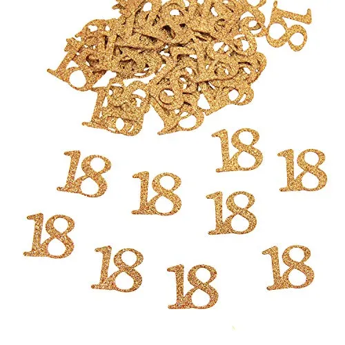 Oblique Unique® 50x Konfetti Zahl 18 in Roségold mit Glitzereffekt für Geburtstag Jubiläum Tisch Deko
