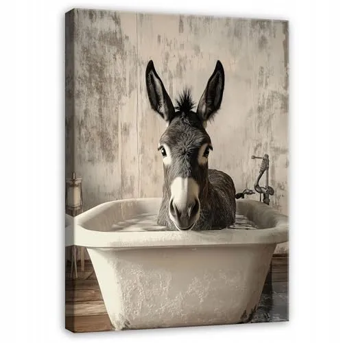 WallArena - Leinwand Bilder - Esel - 70x100 cm Leinwandbilder - Bild auf leinwand - Wandbild XXL groß Wandbilder für Wohnzimmer Schlafzimmer Wohnzimmerbilder Modern kunstdruck - Badezimmer Tiere