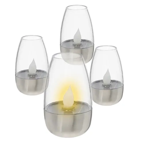 Mini Solar LED Tisch Lampe 10 x 6 cm - 4er Set - Garten Balkon Deko Beleuchtung