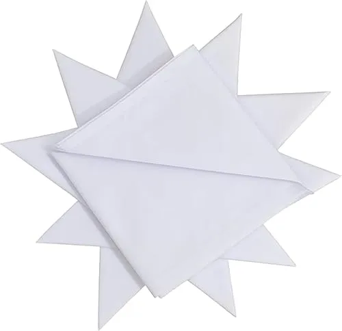 Herren Taschentuch, 100% Baumwolle, Weiß, 40 x 40 cm, 12 Stück