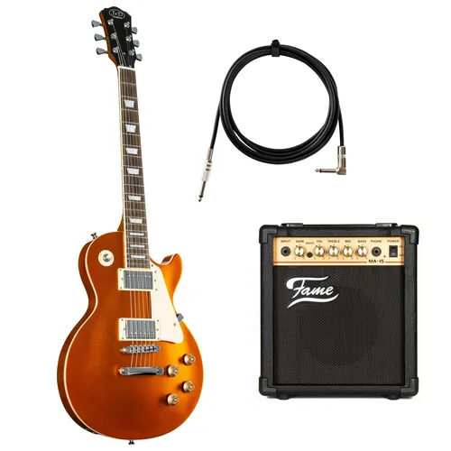 E-Gitarren Set J & D LS II GD Copper Gold + MA 15 Verstärker
