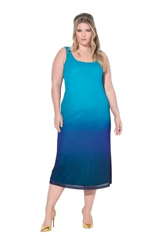 MIAMODA Damen große Größen Übergrößen Plus Size Kleid, ärmellose A-Linie, Mesh, Farbverlauf Jade 52 839072761-52