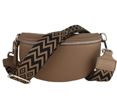 MIRROSI® Bauchtasche Damen aus Echtleder in beige von MIRROSI