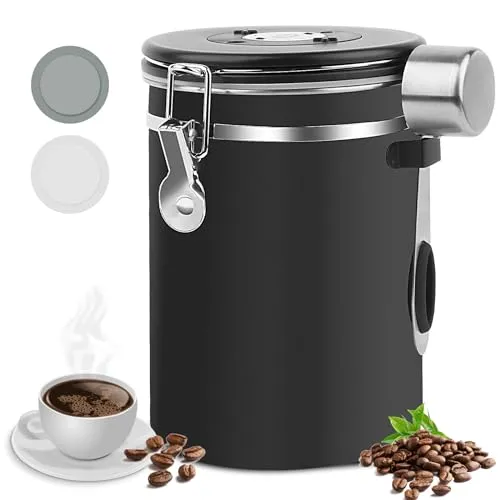 LWMTT Luftdichter Kaffeebehälter aus Edelstahl 1,8L mit Auslassventil
