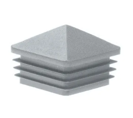 Zierstopfen 60x60 mm - Quadratstopfen Grau - Endkappen aus PE Kunststoff - Zaunstopfen Spitzstopfen pyramide Kappen - Rohrstopfen zur Rohrabdeckung von Stahlrohr, Edelstahlrohr, Alurohr, Aluprofil