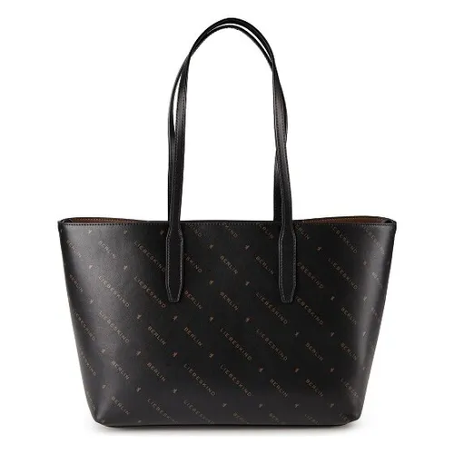 Liebeskind Monogram Shopper Tasche M aus Leder – Schwarz, 47 cm