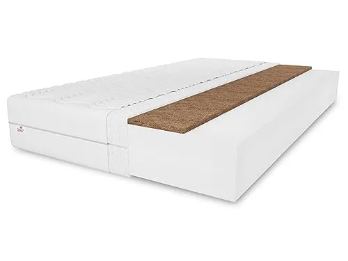 Schaum-Kokosmatratze Kokos sylver 90X200 cm - Matratze mit 20 cm Höhe, Härtegrad H3/H4, hypoallergener Bezug, ideal für Allergiker und Asthmatiker, bietet optimalen Schlafkomfort durch hochwertige Schaumstofftechnologie.