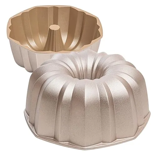 Erreke Gugelhupfform, Professionelle Qualität Kuchenform, Gugelhupf Backform, Sehr Widerstandsfähig, Doppelte Antihaftschicht, 2 Liter Kugelhupf Backform 24cm, Roségoldene Farbe, Flow.