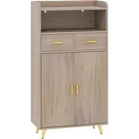 Costway Mehrzweckschrank mit Doppeltür und 2 Schubladen in Grau