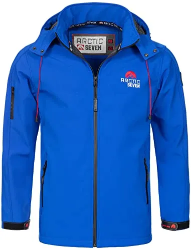 Arctic Seven Herren Softshell Jacke Funktionsjacke Outdoor Regenjacke Atmungsaktiv Fleece Innenfutter AS087 [AS-087-Blau-Gr.4XL]