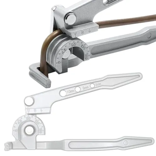 CCLIFE Rohrbiegegerät 3 in 1 Rohrbieger 6 8 10mm Manueller Rohrbieger 0-180° für Aluminium Messing Kupferrohr Dünnwandiges Hohlrohr, 1 Stück