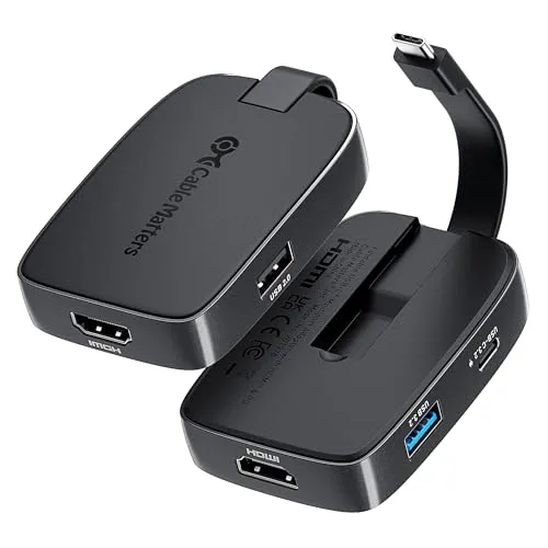 Cable Matters Portabler 4-in-1 USB C Hub HDMI 4K 60Hz 100W Laden, 10G USB-A, USB-C (klappbarer USB C auf HDMI multiport Adapter, Hub USB C HDMI) Kompatibel mit Thunderbolt 4 für MacBook, Dell XPS