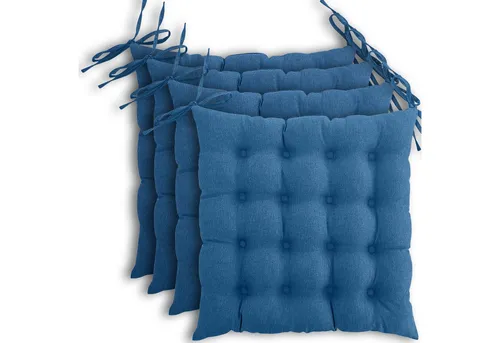 wometo Stuhlkissen Prime 40x40 4er Set - Stuhlkissen für drinnen und draußen, OEKO-TEX® zertifiziert, mit Bändern zur Befestigung und 16-fach Steppung für optimalen Sitzkomfort und stilvolle Akzente in jedem Raum.