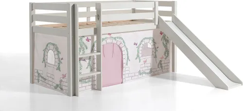 Spielbett >PINO< in Kiefer massiv weiß lackiert - 210x114x218 (BxHxT)