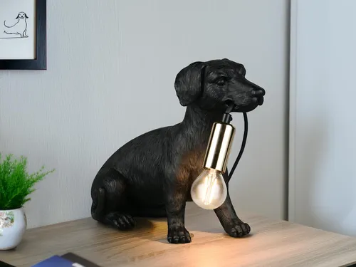 Lustige LED Nachttischlampe Hundedesign Schwarz, 23,5 cm - Diese kreative LED Nachttischlampe im Hundedesign sorgt für gute Laune in jedem Raum! Ideal als Geschenk oder stylisches Dekoobjekt. Mit dimmbarem LED Leuchtmittel für stimmungsvolle Beleuchtung.