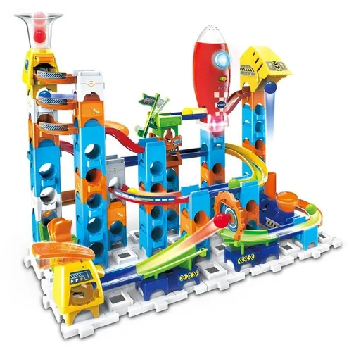 VTech Marble Rush - Rocket Set M100 E, interaktive Murmelbahn mit 79 Bauteilen, Licht- und Soundmodul für kreativen Spielspaß und motorische Förderung