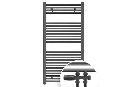 Aquabad® Badheizkörper VIRGO Handtuch Heizkörper 60x120cm, 495W - Eleganter Badheizkörper in Anthrazit, Schwarzmatt oder Weiß, der Ihr Badezimmer stilvoll aufwertet. Praktisch als Handtuchwärmer und für schnelle Wärme, ideal für kleine bis mittelgroße Bäder.
