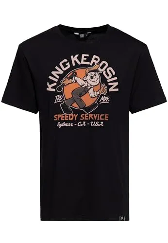 King Kerosin Speed Service T-Shirt schwarz XXL - Herren-Shirt aus 100% Baumwolle, bedruckt im lässigen Casual-Stil, ideal für Freizeit und Alltag.