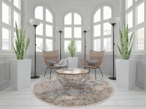 OCI CAVA Teppich BES04 598 Multicolor 240 cm rund - Teppich mit 2.000.000 Punkten/qm, hochwertig gekettelt und mit Fransen, ideal für stilvolle Wohnräume. Öko-Tex Standard 100 geprüft.