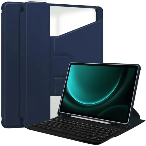 Lobwerk 3in1 Bluetooth Tastatur & Maus Set für Samsung Galaxy Tab S9+ - Praktisches 3in1 Set mit Schutzhülle, kabelloser Tastatur und Maus für das Galaxy Tab S9+ FE X610/X616. Ideal für unterwegs mit Magnetverschluss und Sleep & Wake-Funktion.