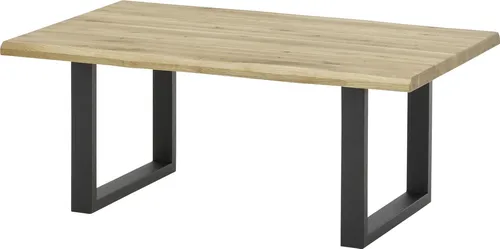 Couchtisch HAVANNA in Eiche, Massivholz & Metall - 110x45x70cm - Der Couchtisch HAVANNA vereint modernes Design mit natürlichem Charme. Die massive Eichenholzplatte und das stabile Metallgestell bieten Stil und Stabilität für jeden Wohnraum.