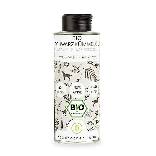 Bio Schwarzkümmelöl für Hunde 250ml - kaltgepresst 100% biologischer Anbau - Pures ägyptisches Schwarzkümmelöl (Nigell Sativa) DE-ÖKO-060