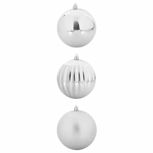 vidaXL Weihnachtsbaumkugel Set XXL 3 pcs Silber Kunststoff, Wohnzimmer, traditionelle Weihnachtsornamente, Moderne Baubles, Elegante Deko für die Feiertage